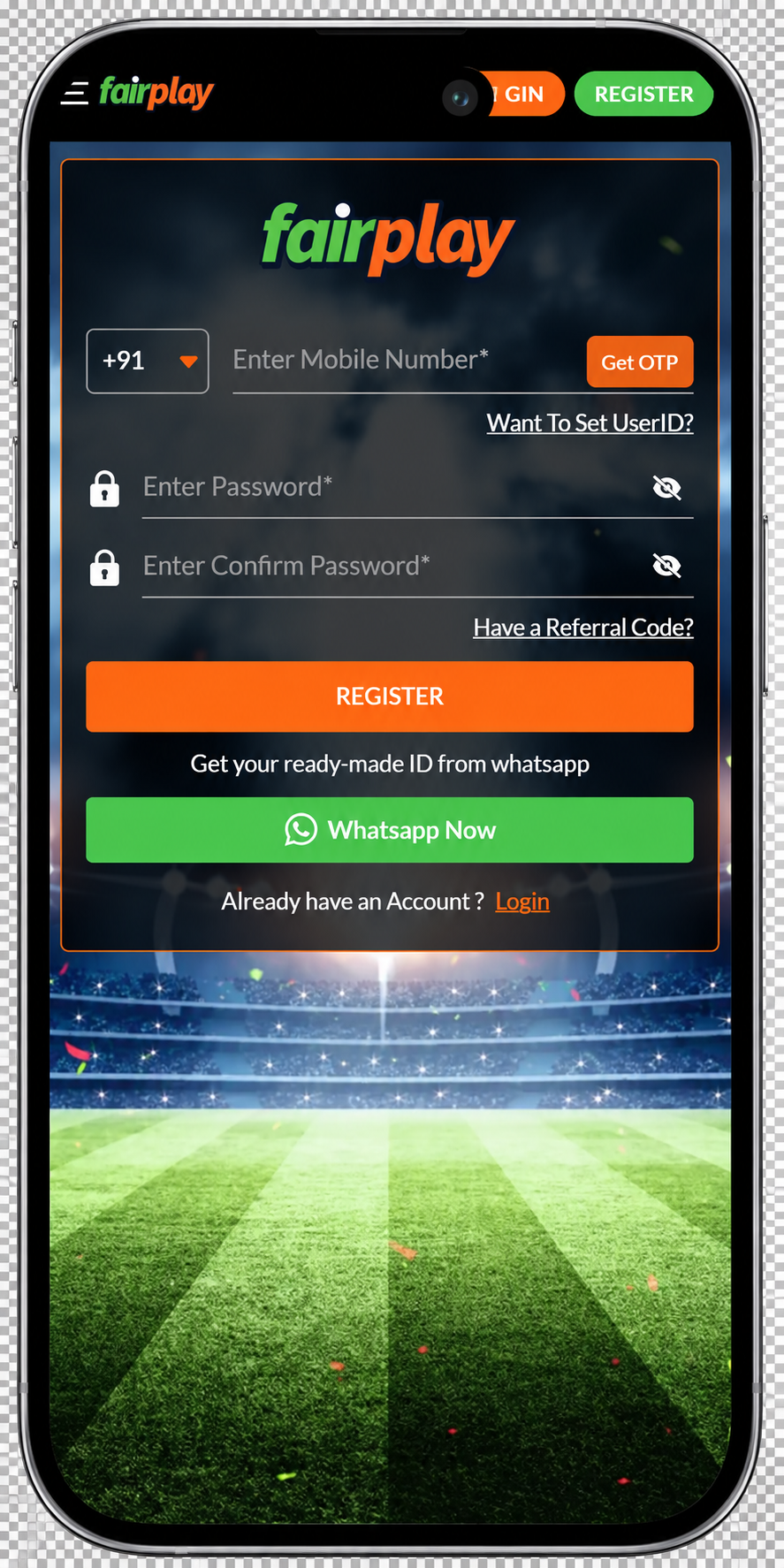 FairPlay mobile app homepage